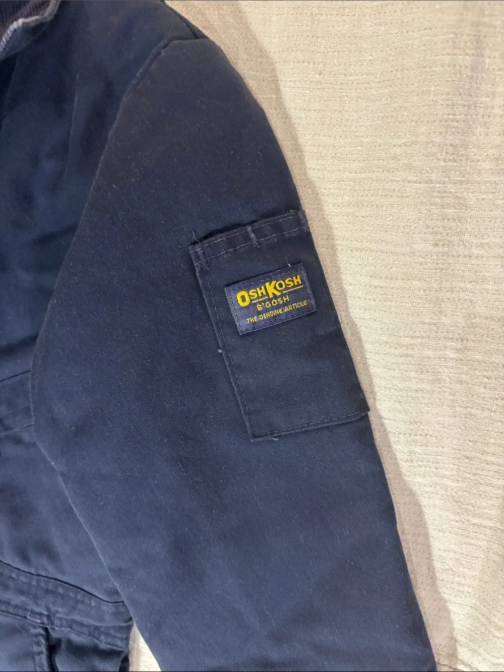 VTG 80s OshKosh B'gosh Youth 14/16 L Navy Blue Kids Coverall Quiltlined Jumpsuit